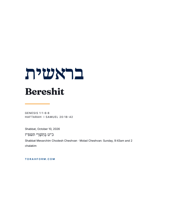Cover of the Bereshit booklet